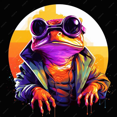 Premium Photo Brightly Colored Frog Wearing Sunglasses And A Jacket