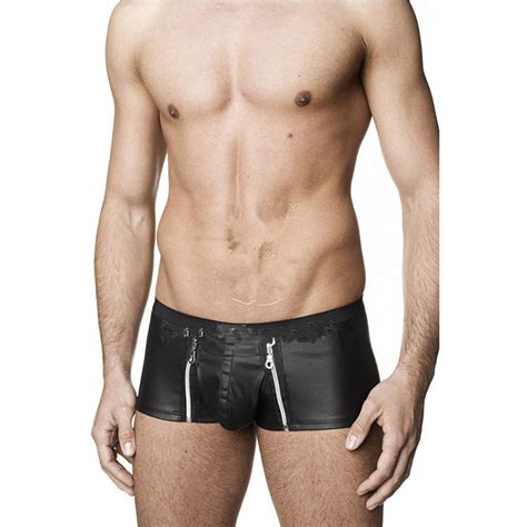 Men Sexy Faux Leather Boxer Shorts Erotic Underwear Fetish Gay Male Underpant