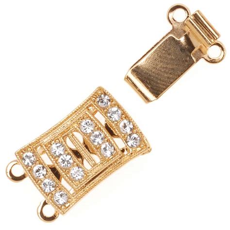 Filigree Box Clasps 2 Strand Rectangle With Swarovsk Crystals 18x10mm