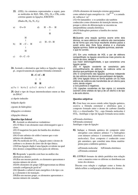 Exercícios Ligações Químicas 9 Ano Com Gabarito Edukita