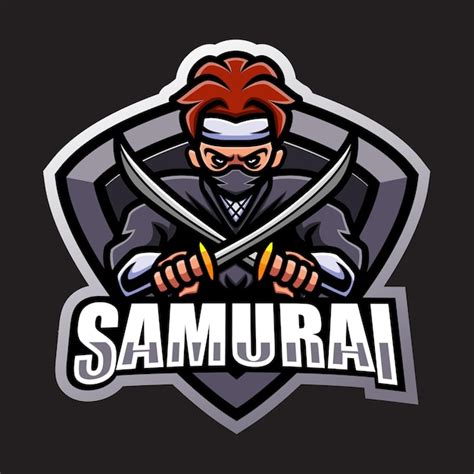 Diseño de logotipo de esport de mascota samurái Vector Premium