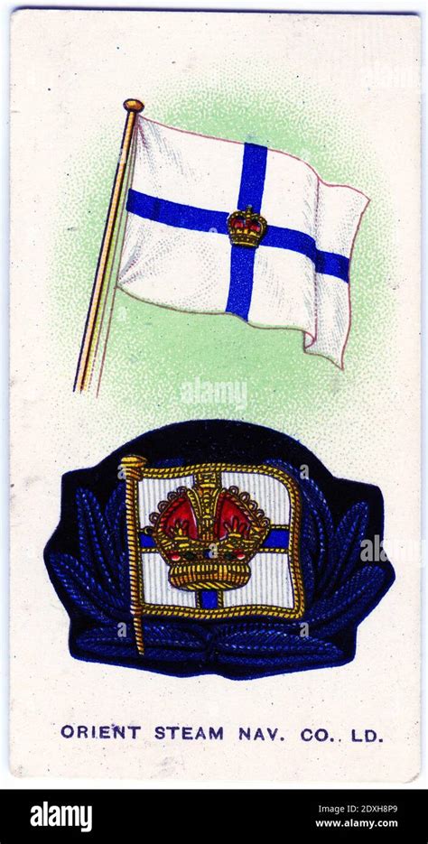 Cigarette Card Featuring Emblems Of The Orient Steam Navigation Co