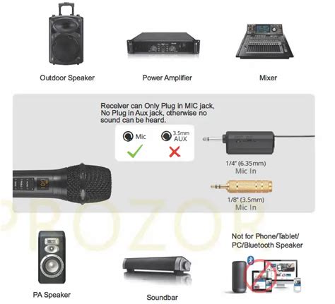 Prozor Vc Wireless Microphones Uhf With Volume Treble Bass Echo