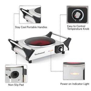 Techwood Hot Plate Single Burner Electric Ceramic Infrared Portable Burner