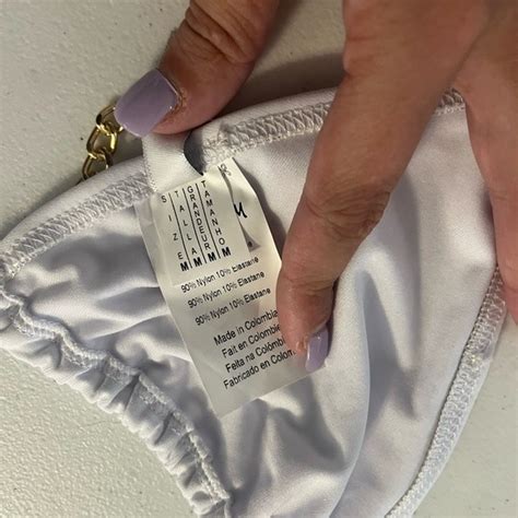 Yandy Swim Nwt Yandy White Double Gold Chain Triangle String Bikini Top Medium Poshmark