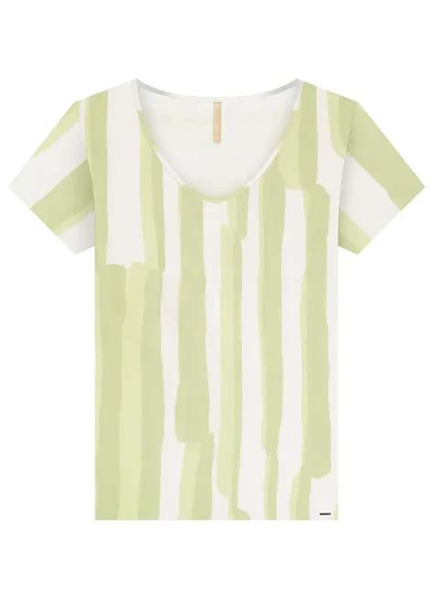 Blusa Em Malha Viscose Com Decote V Verde Lunender Feminino