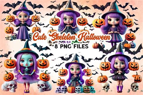 Cute Skeleton Halloween Clipart (2852778)