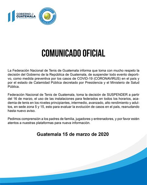 Comunicado Oficial Covid 19 Coronavirus