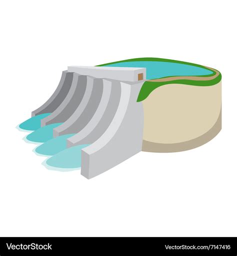 Hydroelectric Power Station Cartoon Icon Vector Image