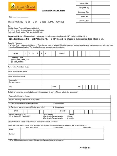 Account Closure Form Pdf