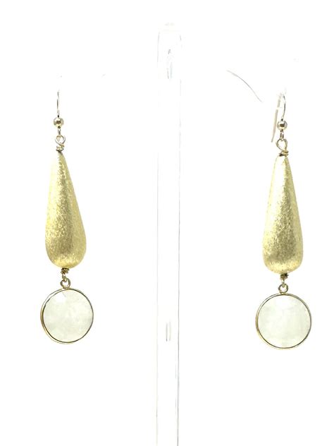 Round Moonstone Gp Teardrop Earrings Oceans Allure