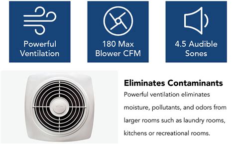 Broan Nutone Room To Room Ventilation Fan Plastic White Square