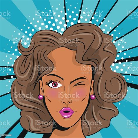 Beautiful Brunette Woman Pop Art Style Stock Illustration Download