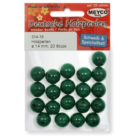 Margele Lemn Rotunde Verde Padure Mm Set Meyco