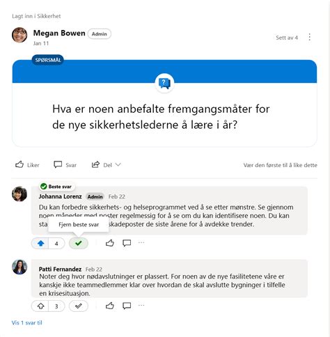 Bruk Spørsmål Og Svar I Et Viva Engage Fellesskap Støtte For Microsoft