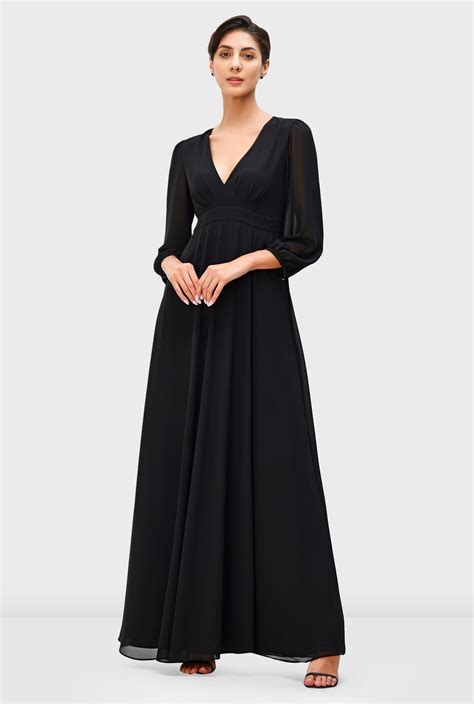 Shop Sheer Chiffon Empire Maxi Dress Eshakti