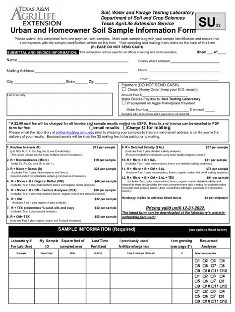 Fillable Online Soil Submittal Form Urban Fax Email Print Pdffiller