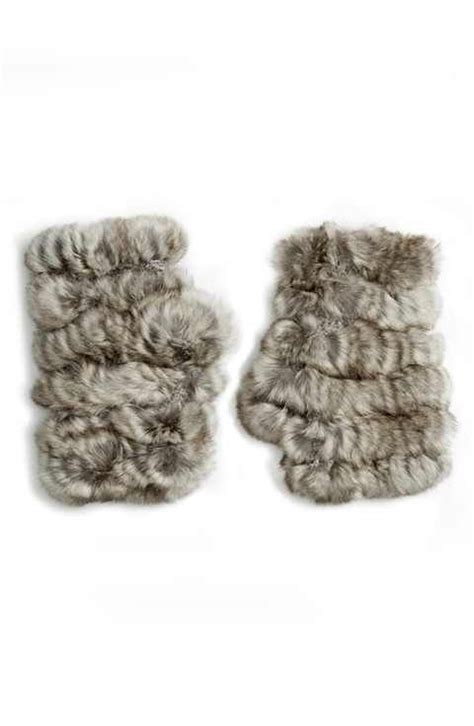 Jocelyn Genuine Rabbit Fur Fingerless Mittens Fingerless Mittens Fur