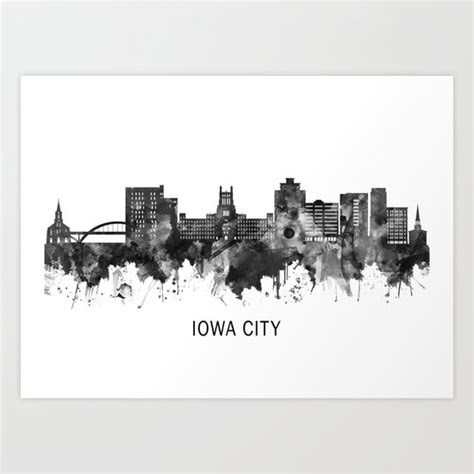 Iowa City Iowa Skyline BW Art Print by towseef20 | Society6