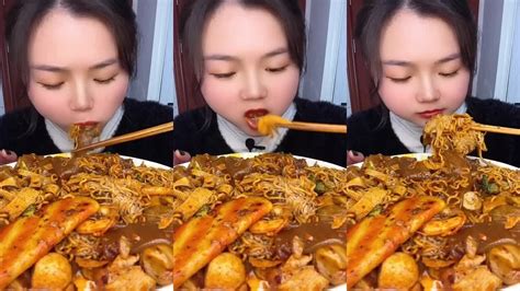 Asmr Mukbang Eating Show Fried Noodle Roasted Meatball Meatball