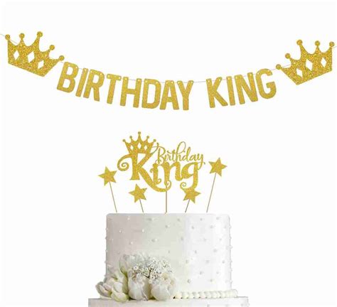 Svm Craft Gold Glitter King Birthday Cake Topper And Banner For Boy