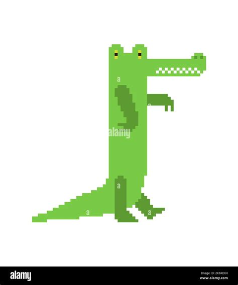 Crocodile Pixel Art 8 Bit Croc Pixelated Alligator Vector