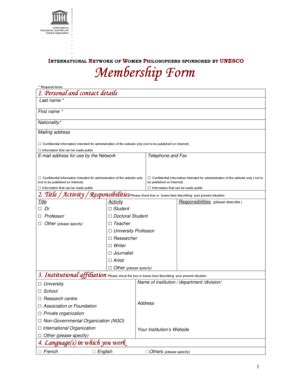 Fillable Online Unesco Membership Form Unesco Unesco Fax Email