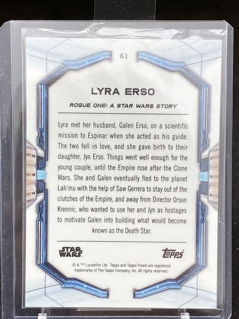 2022 Star Wars Topps Finest Green Refractor 99 Lyra Erso Valene Kane