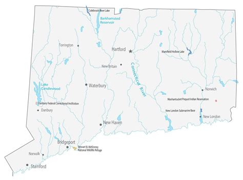 Connecticut Lakes and Rivers Map - GIS Geography