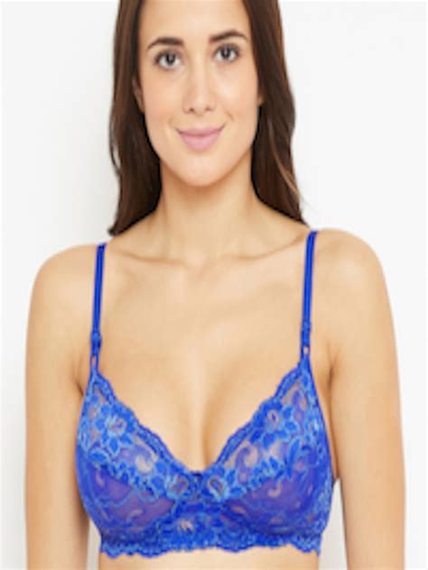 Buy N Gal Non Padded Floral Lace Anti Odour Bralette Bra Ntbr03 Blue