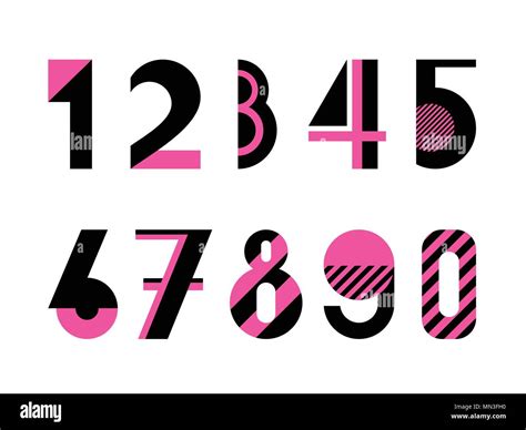 Set Of Digits Trendy Geometric Font Abstract Alphabet In Memphis