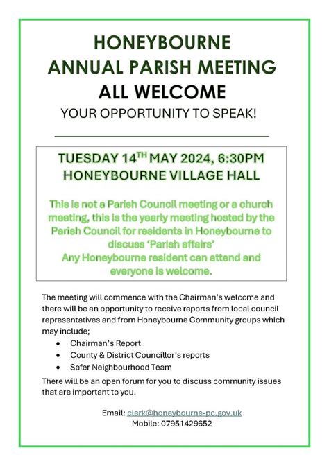 Annual Parish Meeting Honeybourne Parish Council