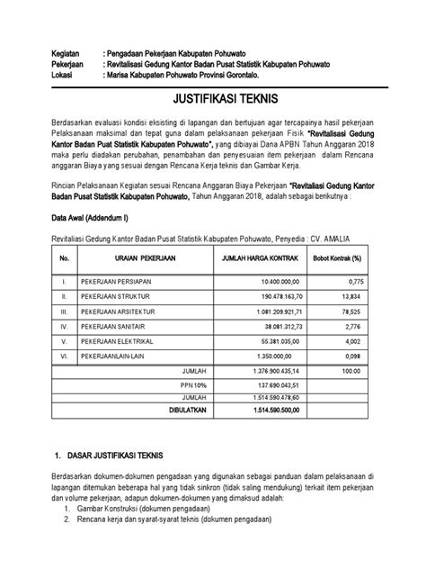 Justifikasi Teknis Bps Pdf