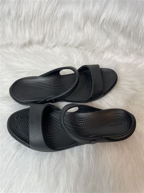 Crocs Women S Black Cleo V Slip On Slide Sandals Si Gem