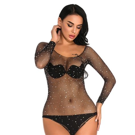 Women S Sexy Rhinestone Sleevesless Fishnet Bodysuit Bodystocking Buy Sexy Design Black Mature