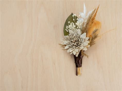 Boho Fall Wedding Boutonniere Pampas Grass Florals For The Etsy Ireland