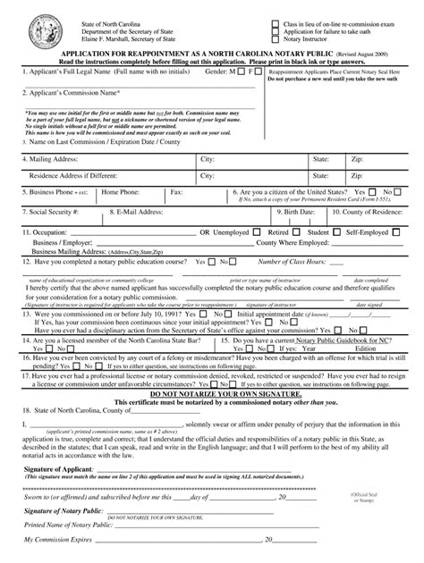 Fillable Online Reappointment Applicants Nc Secretary Of State Fax