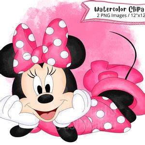 Minnie Mouse, Hand Drawn Watercolor Clipart, Cute Cartoon Illustration ...