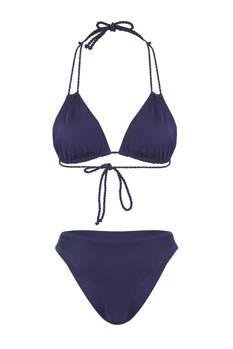 Buy Trendyol Navy Blue Triangle Regular Bikini Set 2025 Online ZALORA Philippines