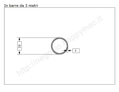 Tubo Tondo Diam 35x2mm Grezzo In Barre Da 3 Metri