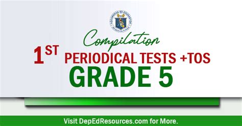 Grade 5 1st Periodical Tests All Subjects With Tos