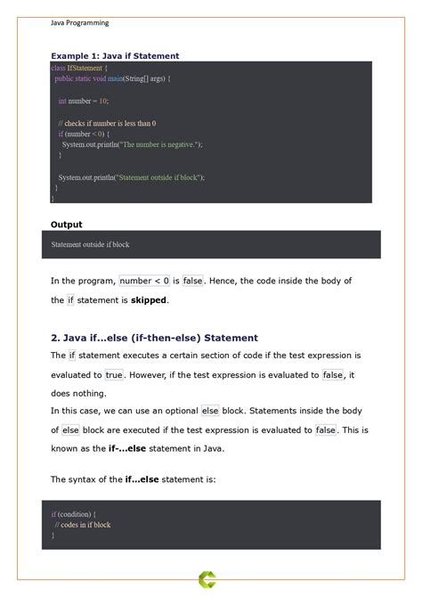 Java Tutorial - Conditional Statement (PDF) - Connect 4 Programming