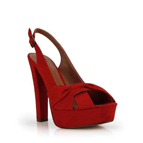 Peep Toe Bow Platform Slingback High Heels Red Slingback Heel Heels