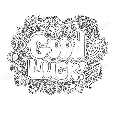 Good Luck Doodle Black And White Png Image Instant Digital Download Good