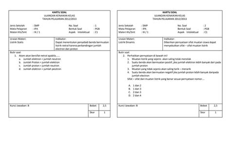 Kartu Soal Uas Ipa Kls 9 12 13 Docx