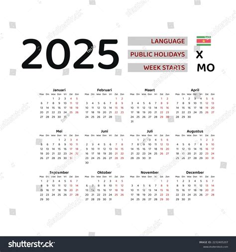 Calendar 2025 Suriname - Bari Mariel