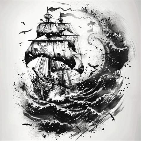 Vibrant Pirate Ship Tattoo Design Pack – IMAGELLA