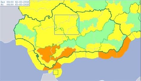 Avisos de nivel naranja este viernes por lluvias en Cádiz y Málaga y