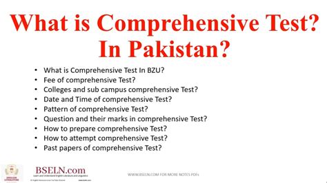 What Is Comprehensive Test Past Papers Of Comprehensive Test How To