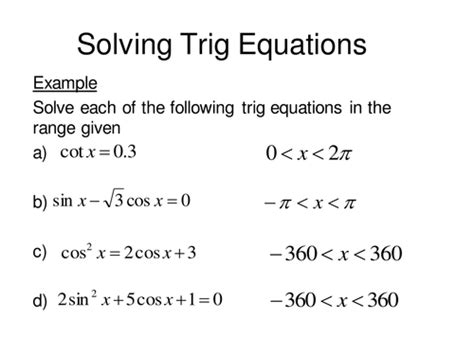 Solving Trig equations continued. | Teaching Resources